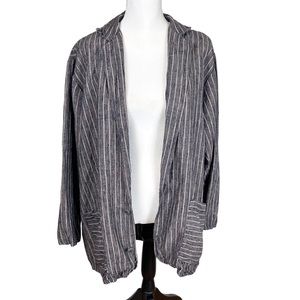 FLAX gray and beige stripe oversized linen blazer